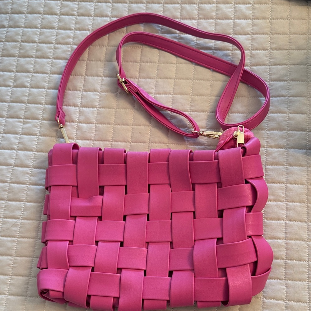Anthropologie Fuchsia Woven Crossbody Bag